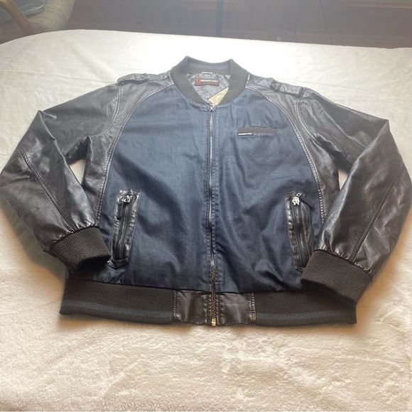 Members Only Other - Members Only 2 Tone Tough Baseball Jacket Cigar Brown/Denim Size XL